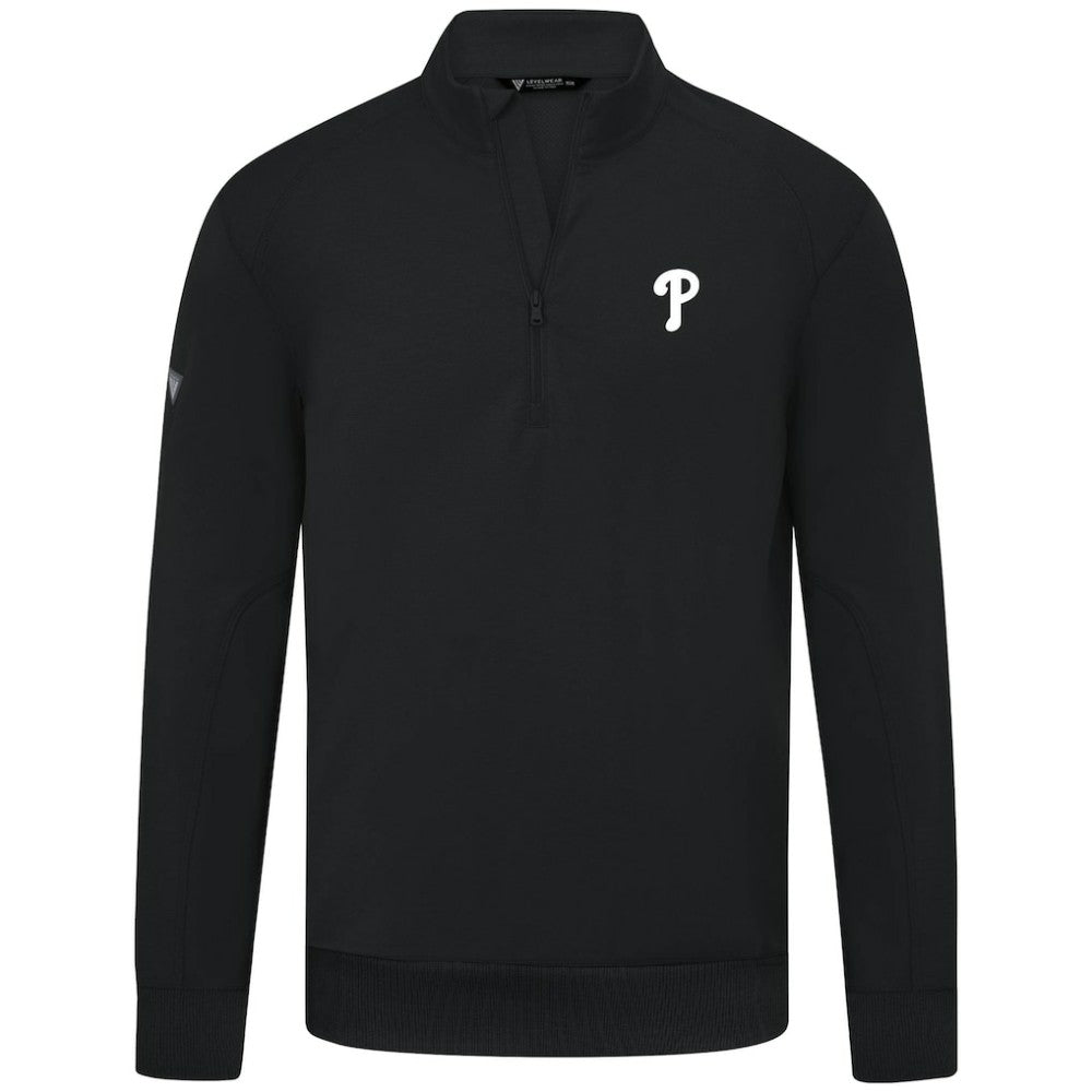 Black Philadelphia Phillies Levelwear Upright Insignia Tri-Blend Quarter-Zip Pullover
