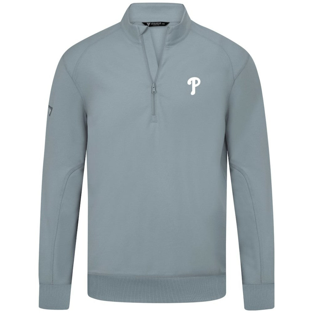 Gray Philadelphia Phillies Levelwear Upright Insignia Tri-Blend Quarter-Zip Pullover