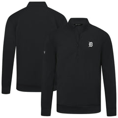 Black Detroit Tigers Levelwear Upright Insignia Tri-Blend Quarter-Zip Pullover