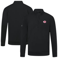 Black Cincinnati Reds Levelwear Upright Insignia Tri-Blend Quarter-Zip Pullover