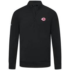 Black Cincinnati Reds Levelwear Upright Insignia Tri-Blend Quarter-Zip Pullover