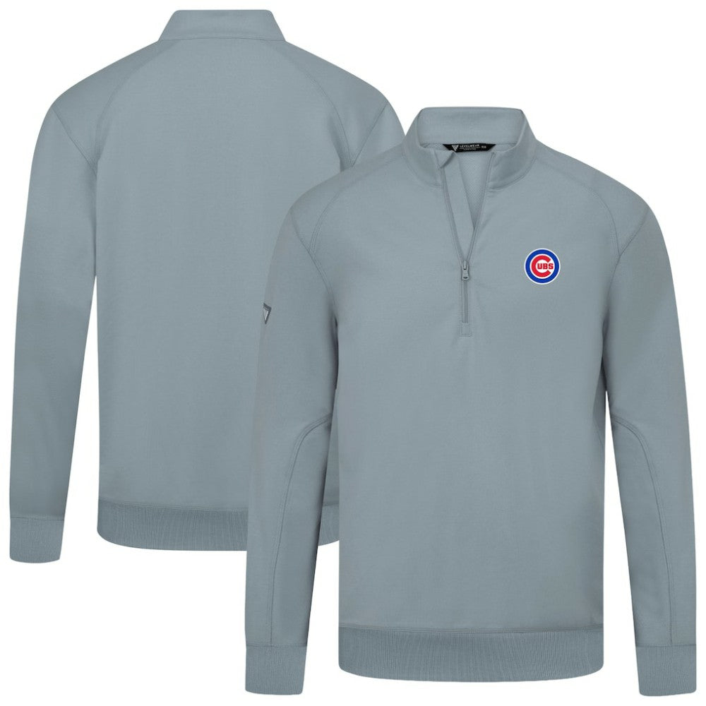 Gray Chicago Cubs Levelwear Upright Insignia Tri-Blend Quarter-Zip Pullover