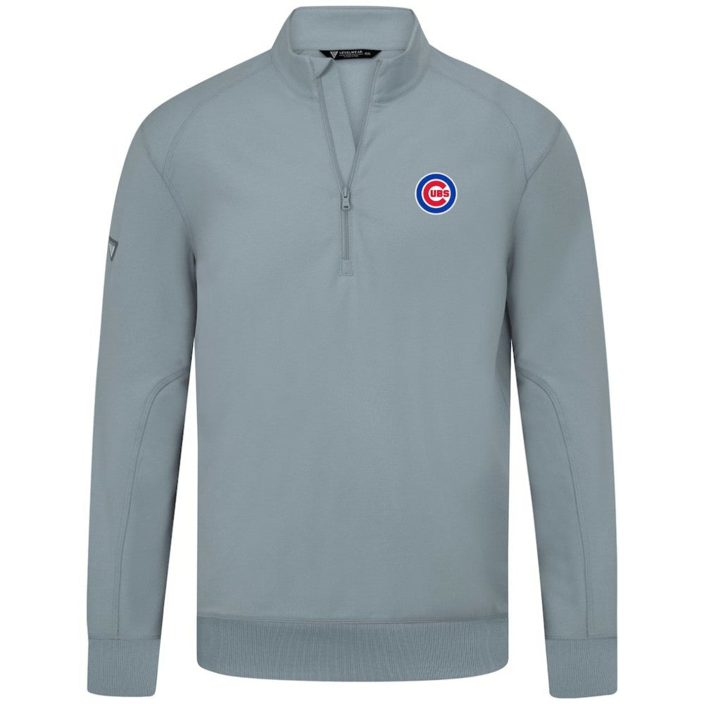 Gray Chicago Cubs Levelwear Upright Insignia Tri-Blend Quarter-Zip Pullover
