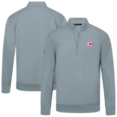 Gray Cincinnati Reds Levelwear Upright Insignia Tri-Blend Quarter-Zip Pullover