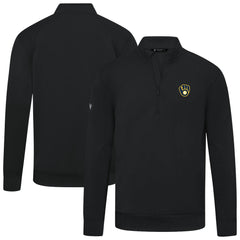 Black Milwaukee Brewers Levelwear Upright Insignia Tri-Blend Quarter-Zip Pullover