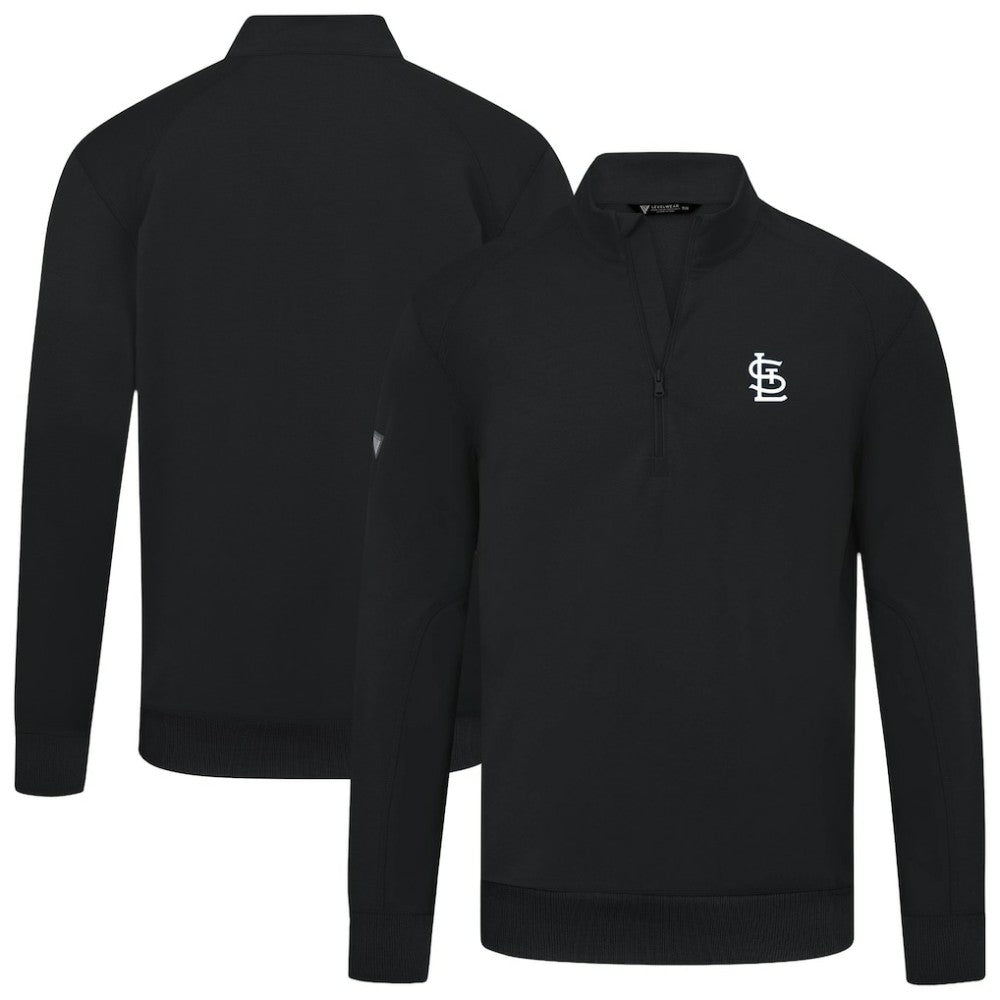 Black St. Louis Cardinals Levelwear Upright Insignia Tri-Blend Quarter-Zip Pullover