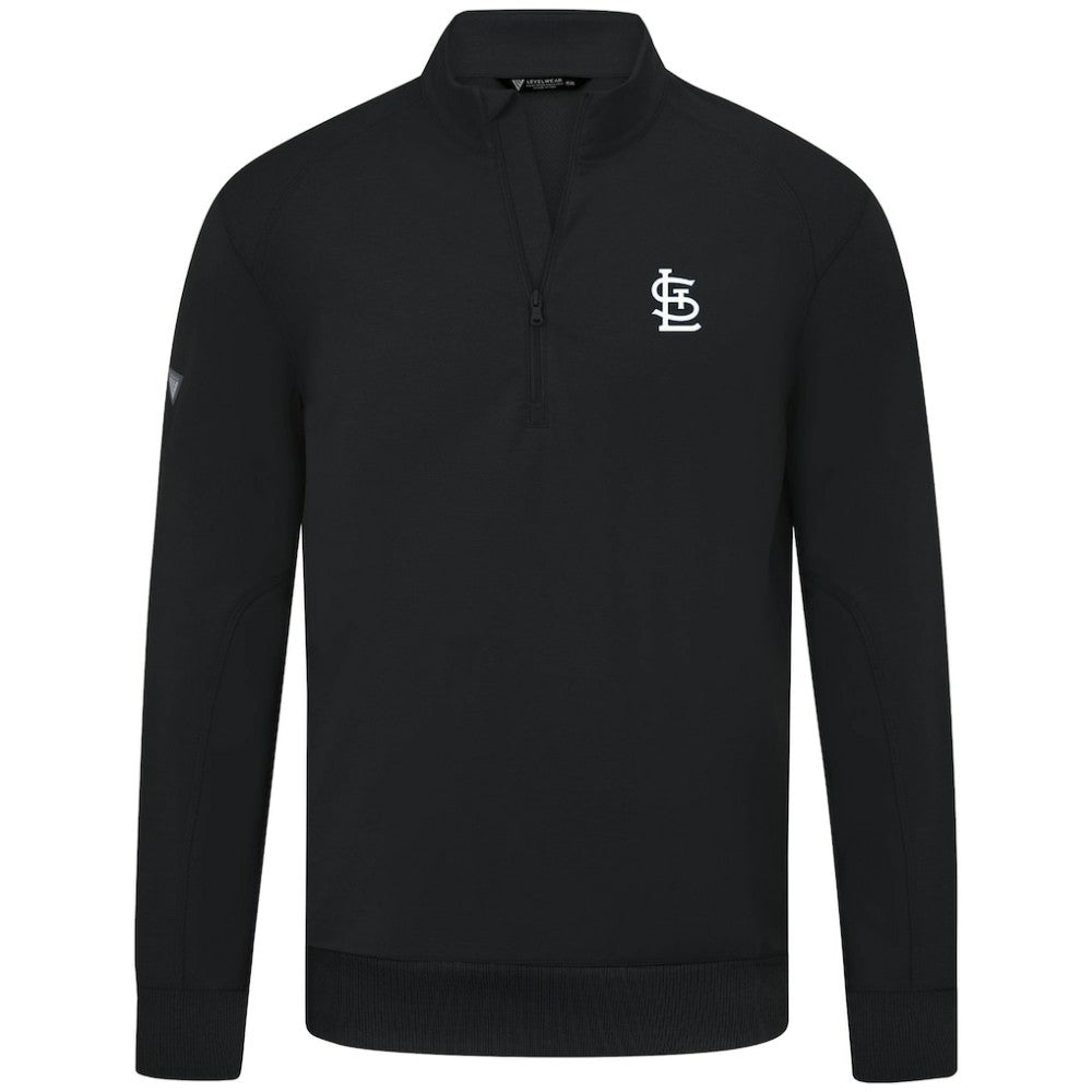 Black St. Louis Cardinals Levelwear Upright Insignia Tri-Blend Quarter-Zip Pullover