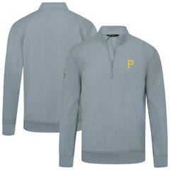 Gray Pittsburgh Pirates Levelwear Upright Insignia Tri-Blend Quarter-Zip Pullover