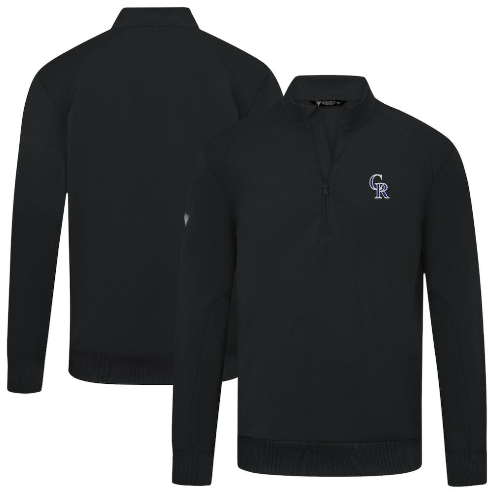 Black Colorado Rockies Levelwear Upright Insignia Tri-Blend Quarter-Zip Pullover