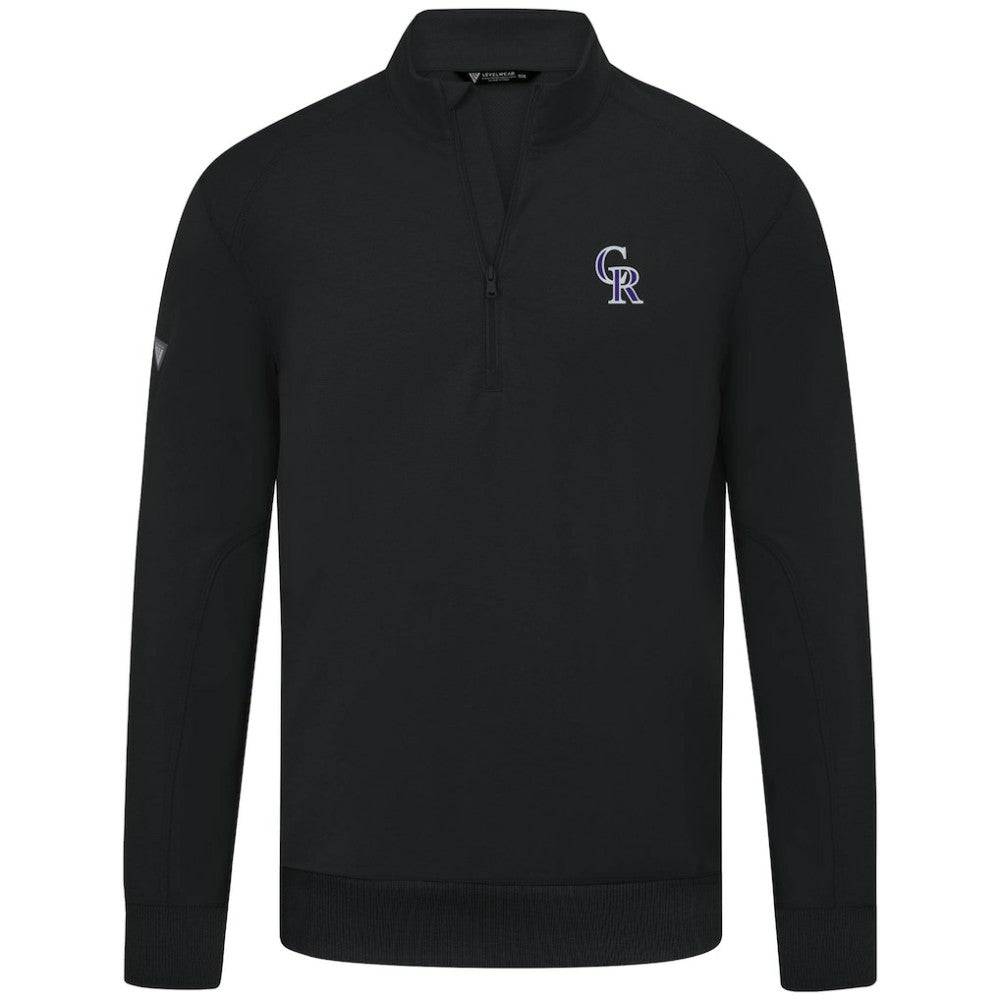 Black Colorado Rockies Levelwear Upright Insignia Tri-Blend Quarter-Zip Pullover
