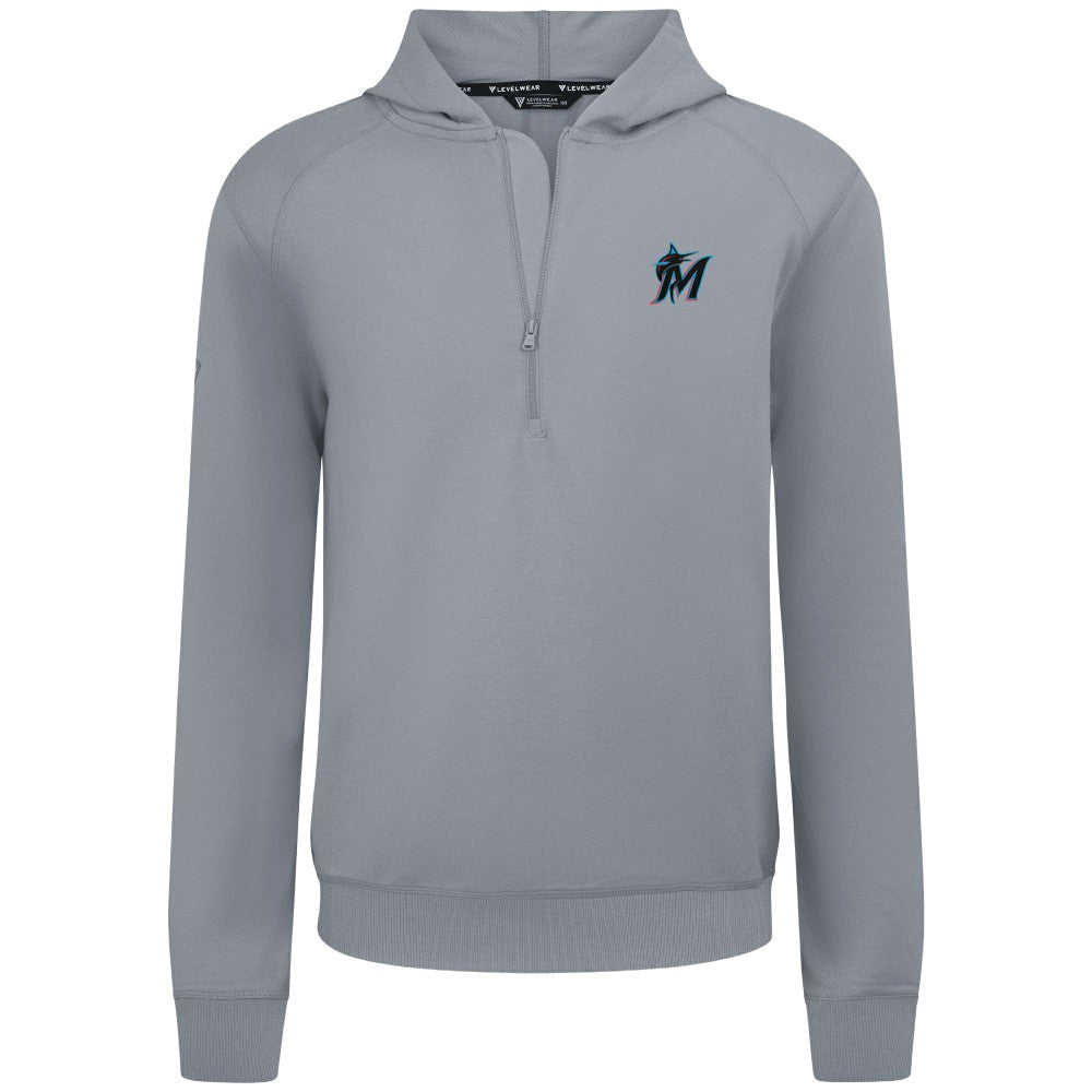 Gray Miami Marlins Levelwear Technic Insignia Quarter-Zip Hoodie