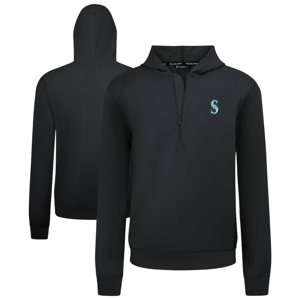 Black Seattle Mariners Levelwear Technic Insignia Quarter-Zip Hoodie