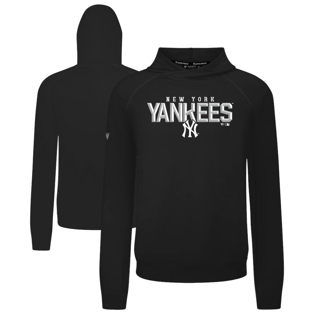 Black New York Yankees Levelwear Mandate Carve Tri-Blend Hoodie