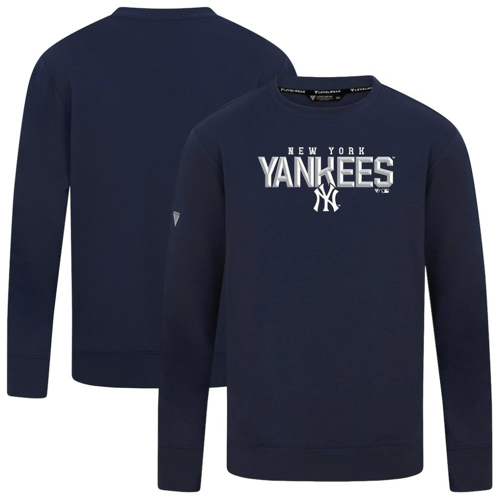 Navy New York Yankees Levelwear Mandate Carve Tri-Blend Sweatshirt