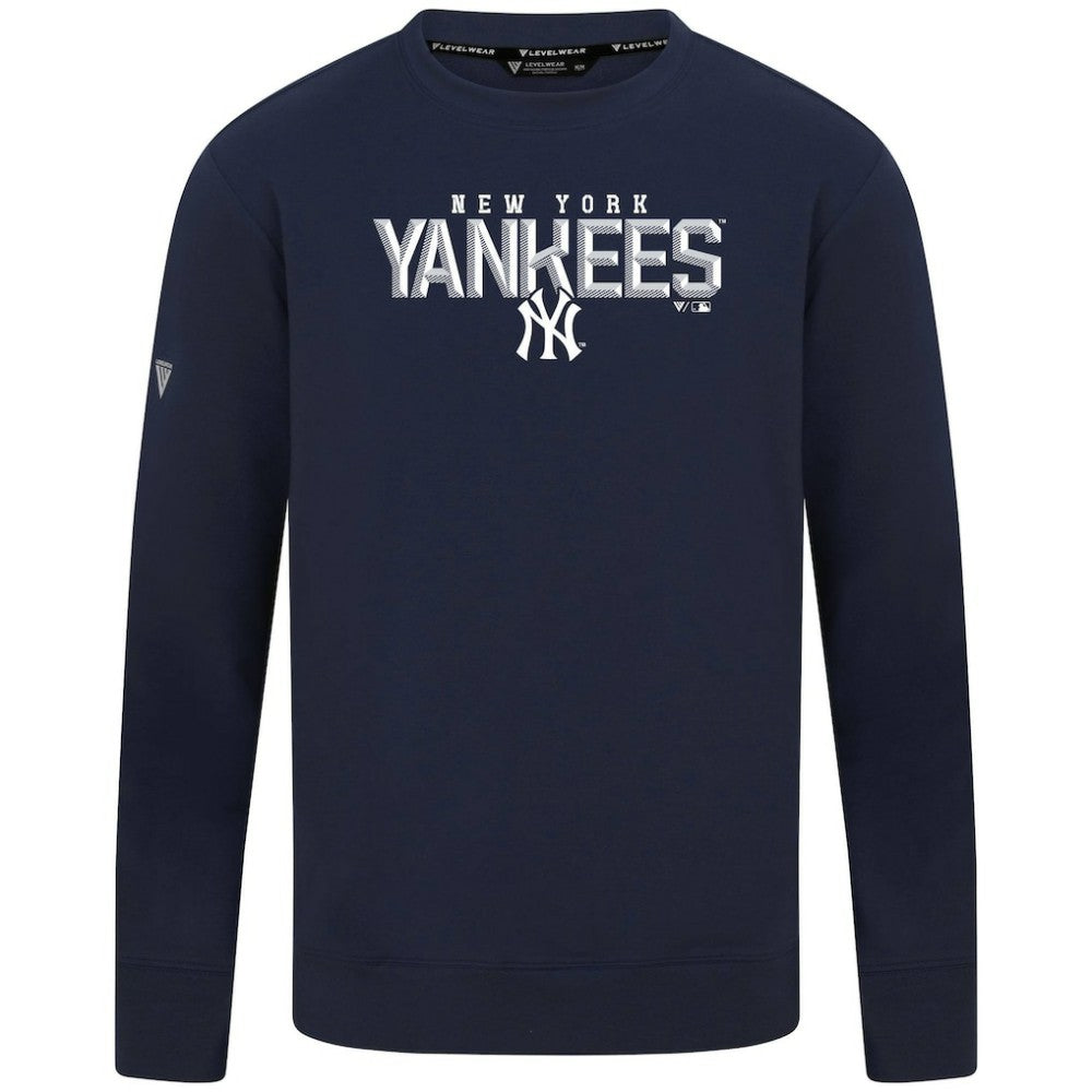 Navy New York Yankees Levelwear Mandate Carve Tri-Blend Sweatshirt