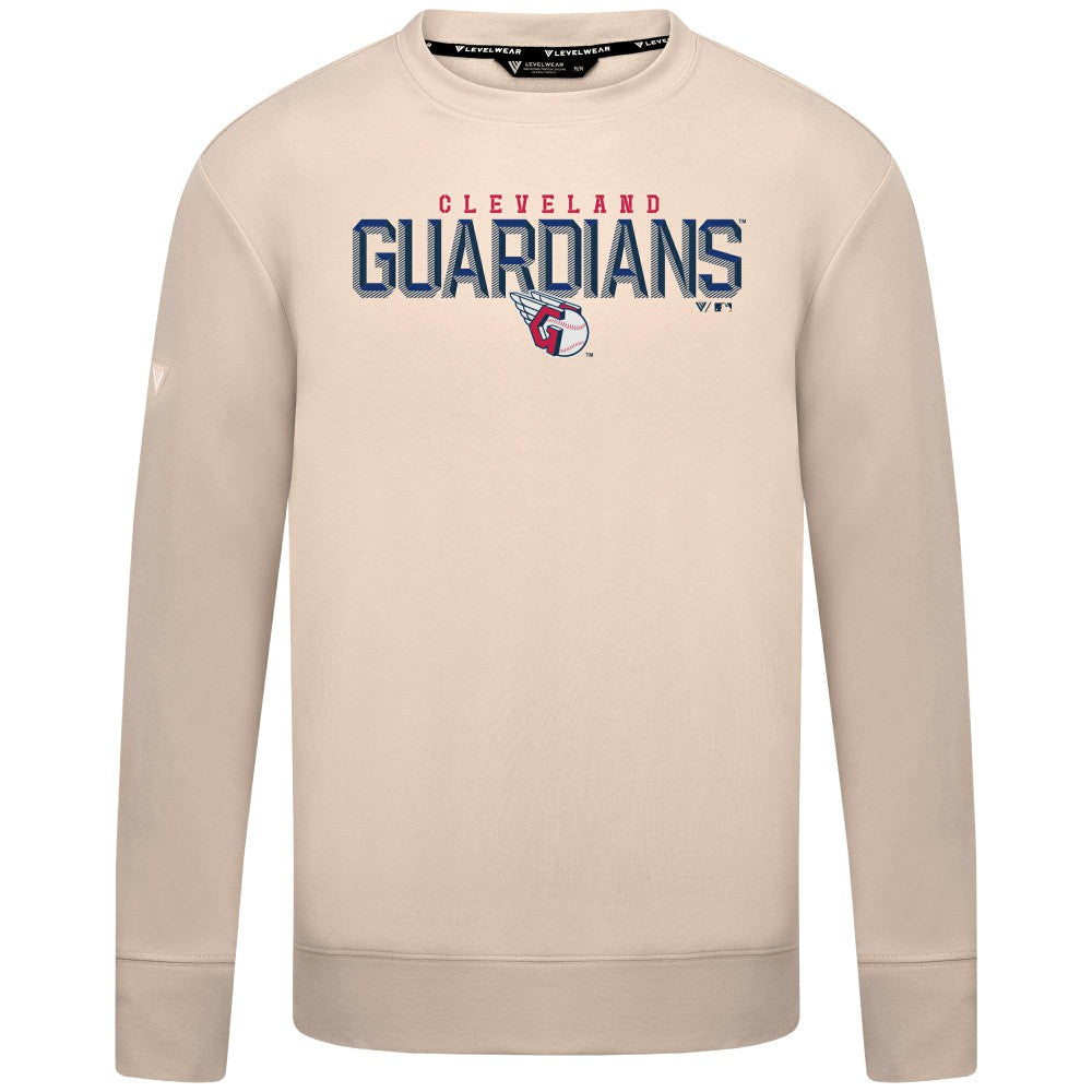 Khaki Cleveland Guardians Levelwear Mandate Carve Tri-Blend Sweatshirt