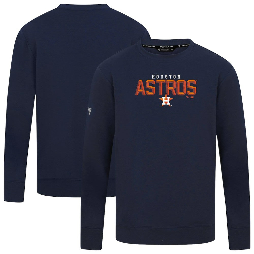 Navy Houston Astros Levelwear Mandate Carve Tri-Blend Sweatshirt