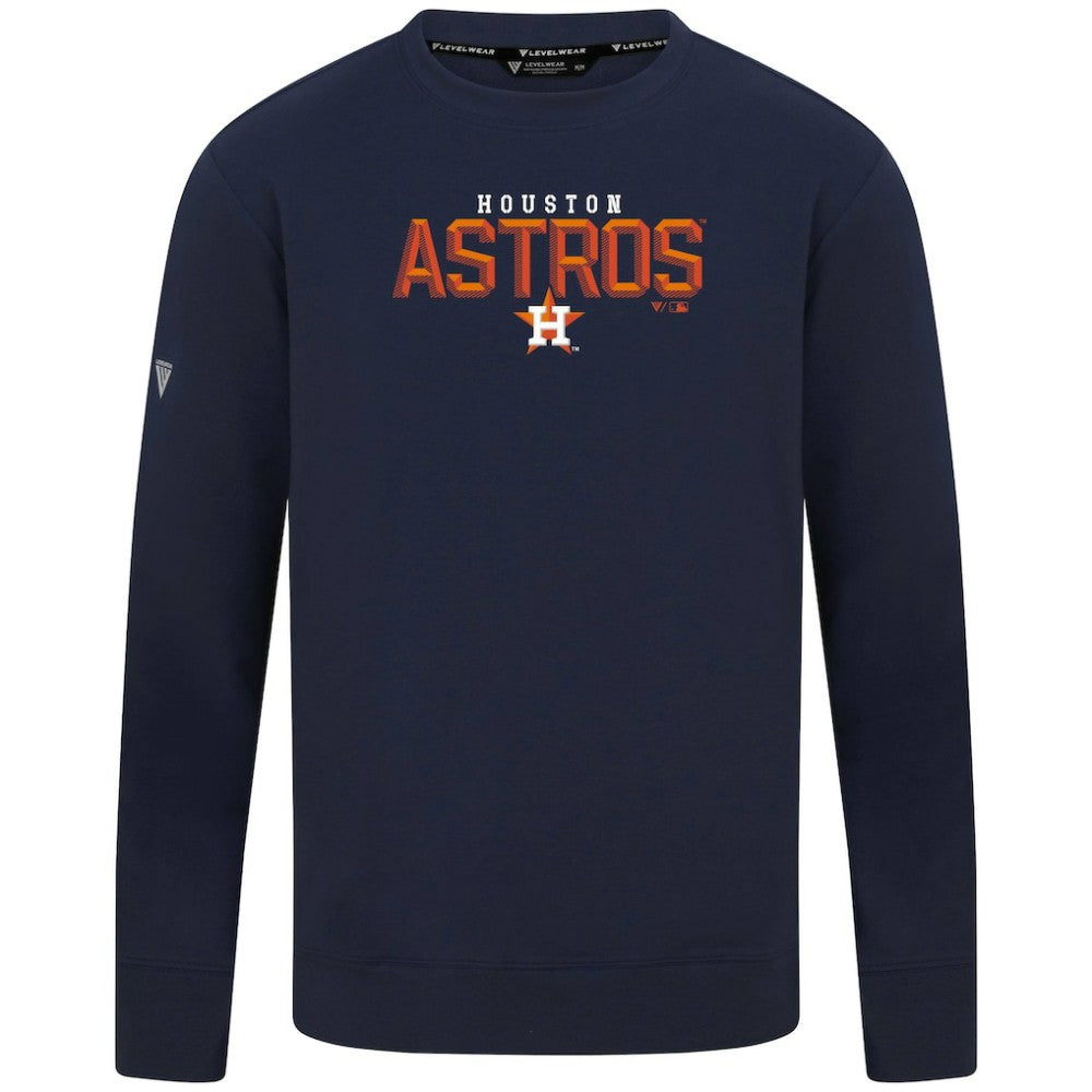 Navy Houston Astros Levelwear Mandate Carve Tri-Blend Sweatshirt