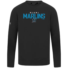 Black Miami Marlins Levelwear Mandate Carve Tri-Blend Sweatshirt