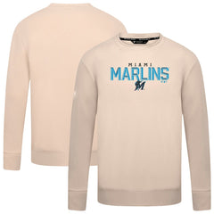 Khaki Miami Marlins Levelwear Mandate Carve Tri-Blend Sweatshirt