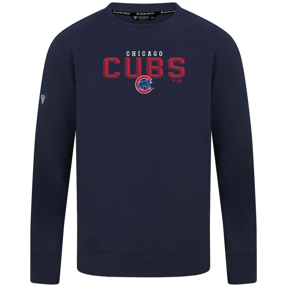 Navy Chicago Cubs Levelwear Mandate Carve Tri-Blend Sweatshirt