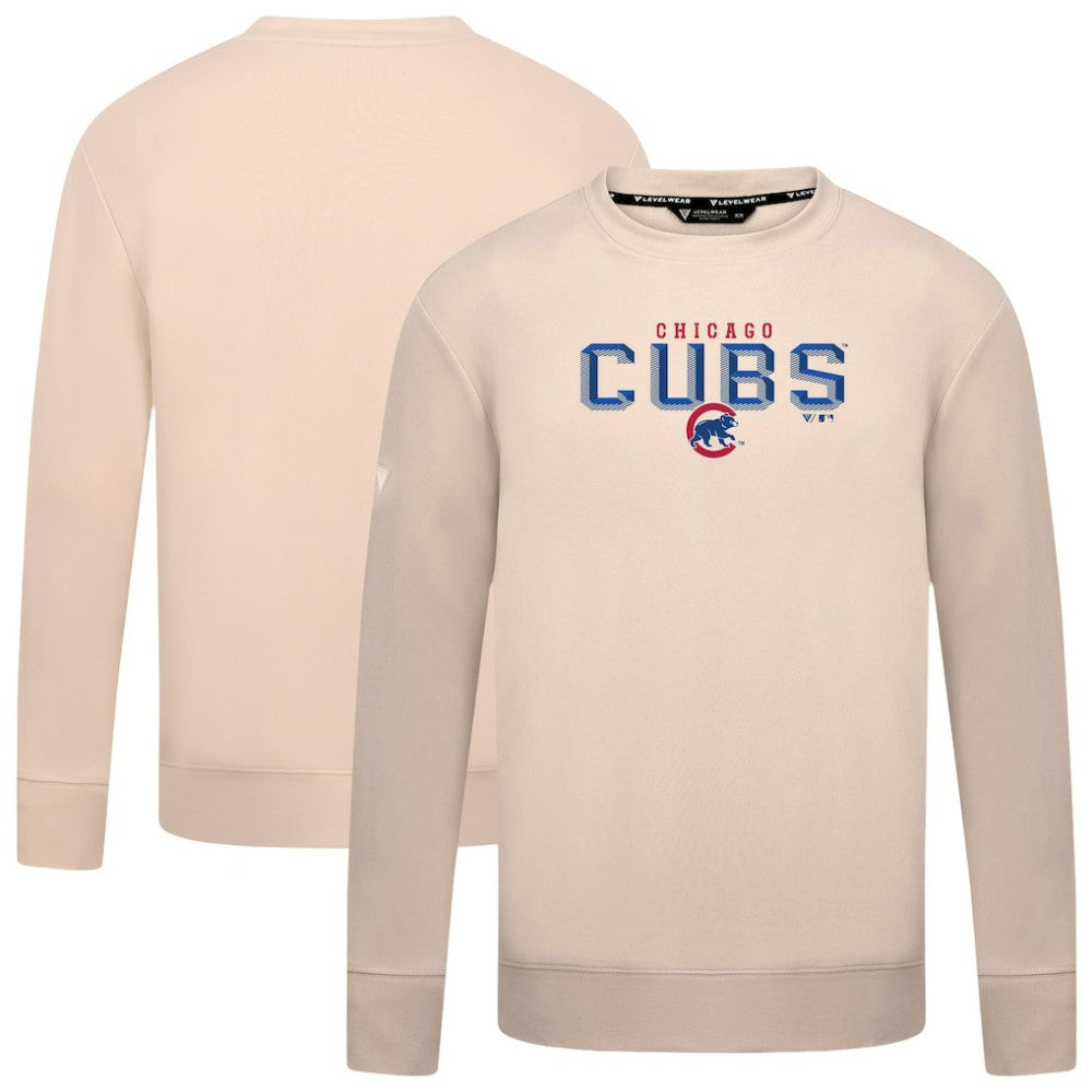 Khaki Chicago Cubs Levelwear Mandate Carve Tri-Blend Sweatshirt