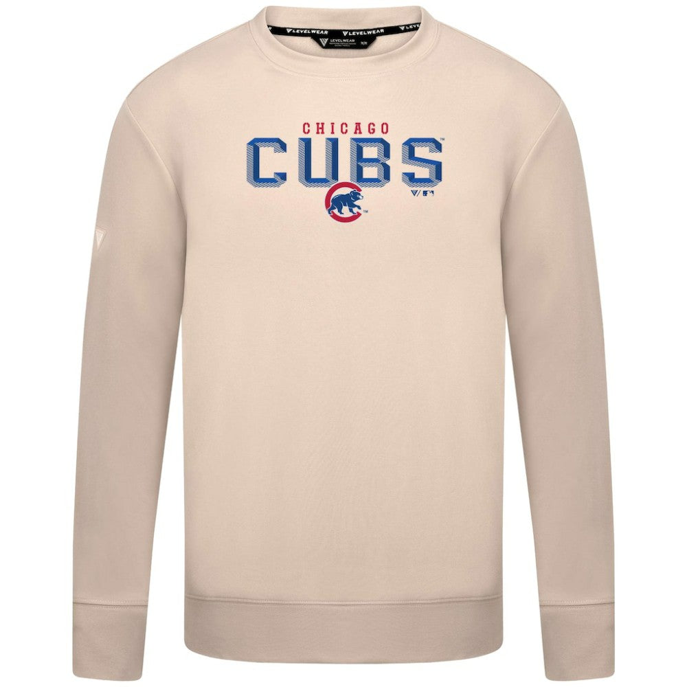 Khaki Chicago Cubs Levelwear Mandate Carve Tri-Blend Sweatshirt