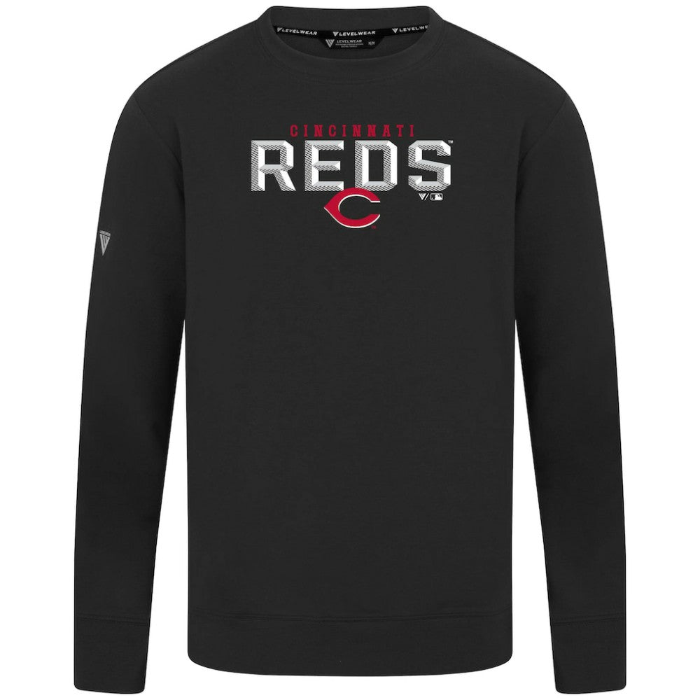 Black Cincinnati Reds Levelwear Mandate Carve Tri-Blend Sweatshirt