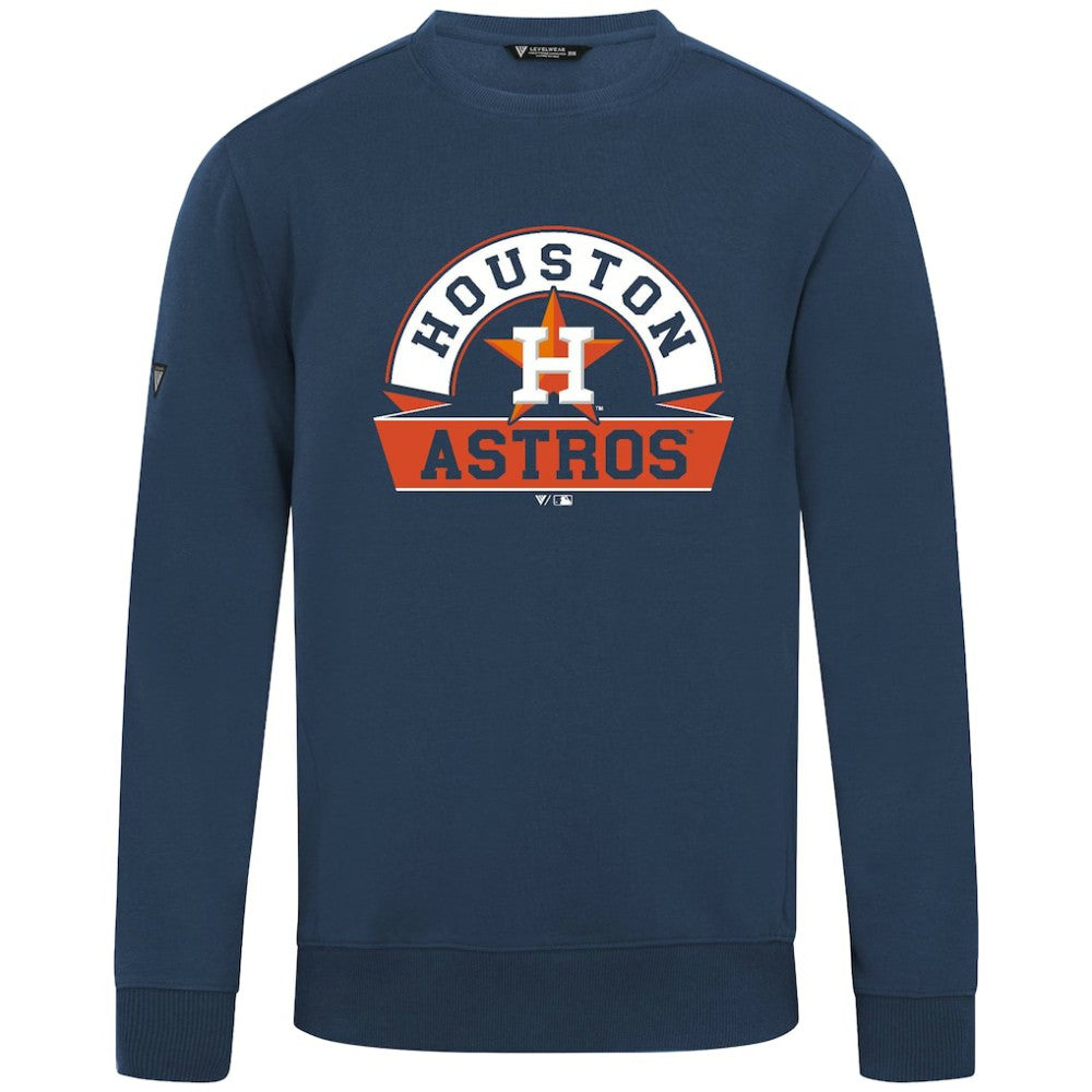 Navy Houston Astros Levelwear Zane Banner Arch Sweatshirt