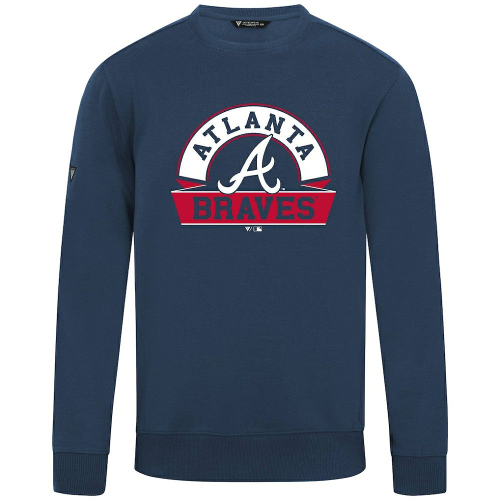 Navy Atlanta Braves Levelwear Zane Banner Arch Sweatshirt