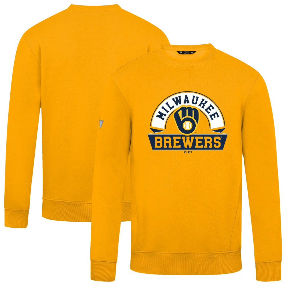 Gold Milwaukee Brewers Levelwear Zane Banner Arch Sweatshirt