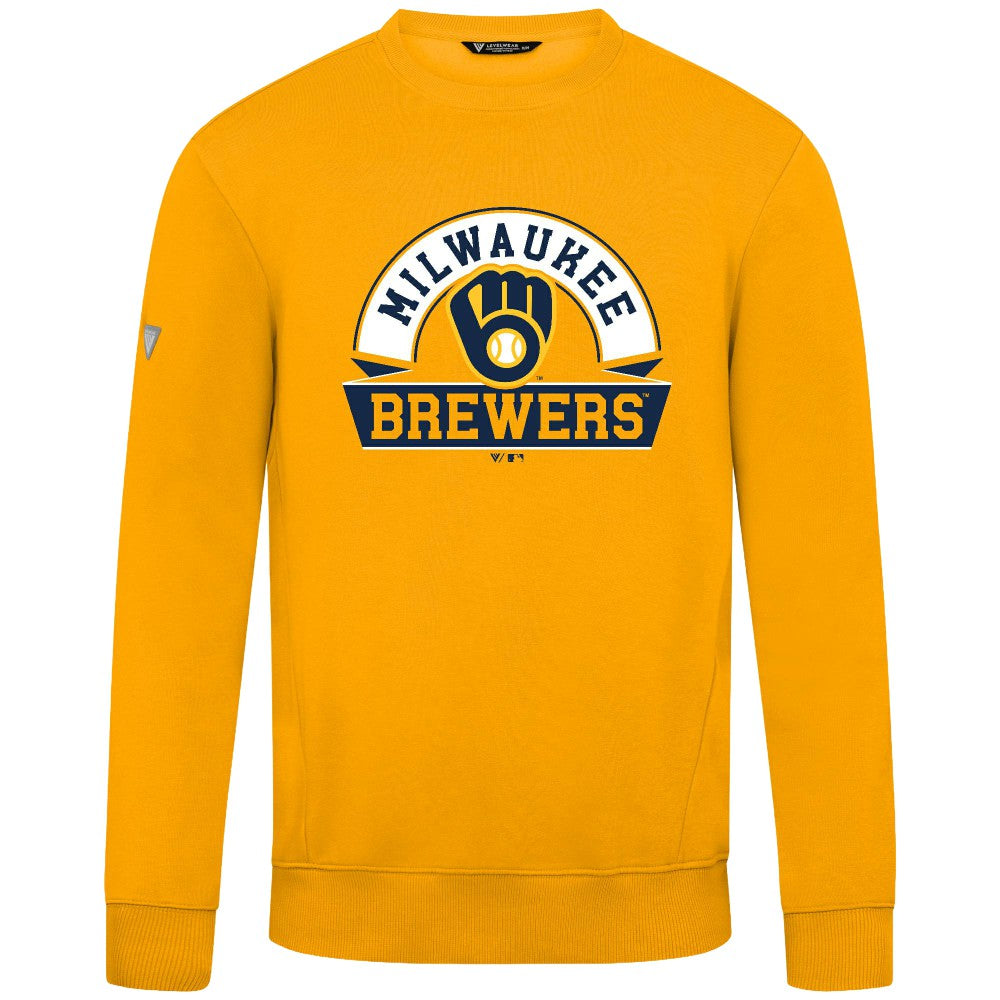 Gold Milwaukee Brewers Levelwear Zane Banner Arch Sweatshirt