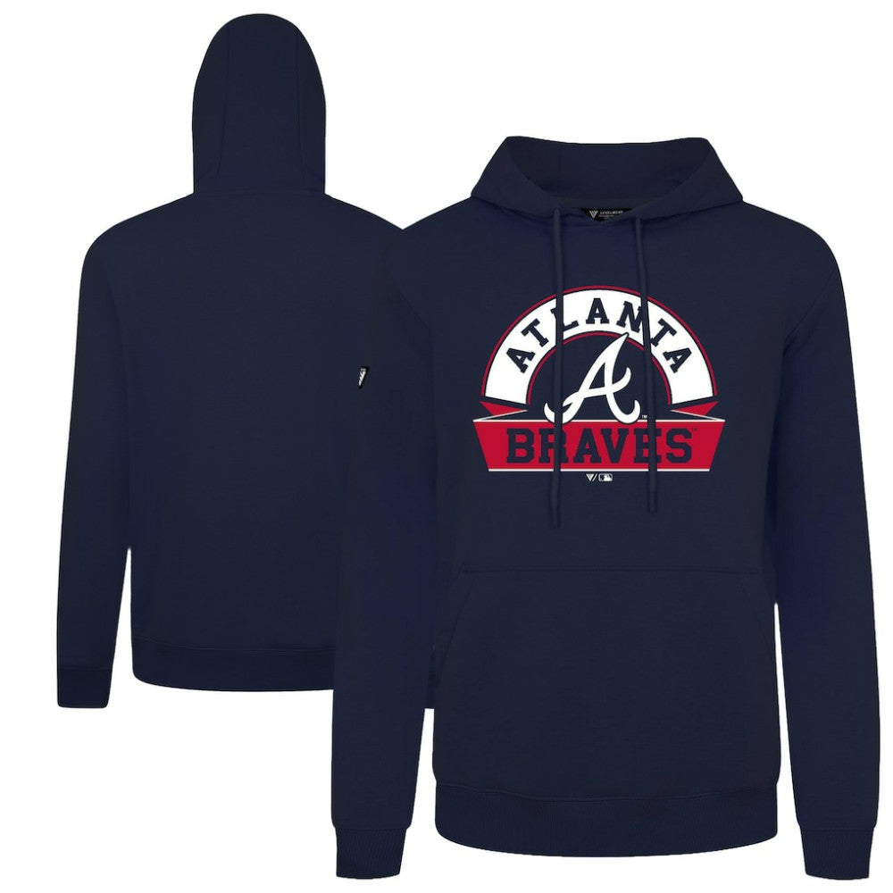 Navy Atlanta Braves Levelwear Podium Banner Arch Hoodie