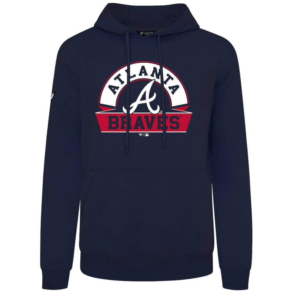 Navy Atlanta Braves Levelwear Podium Banner Arch Hoodie