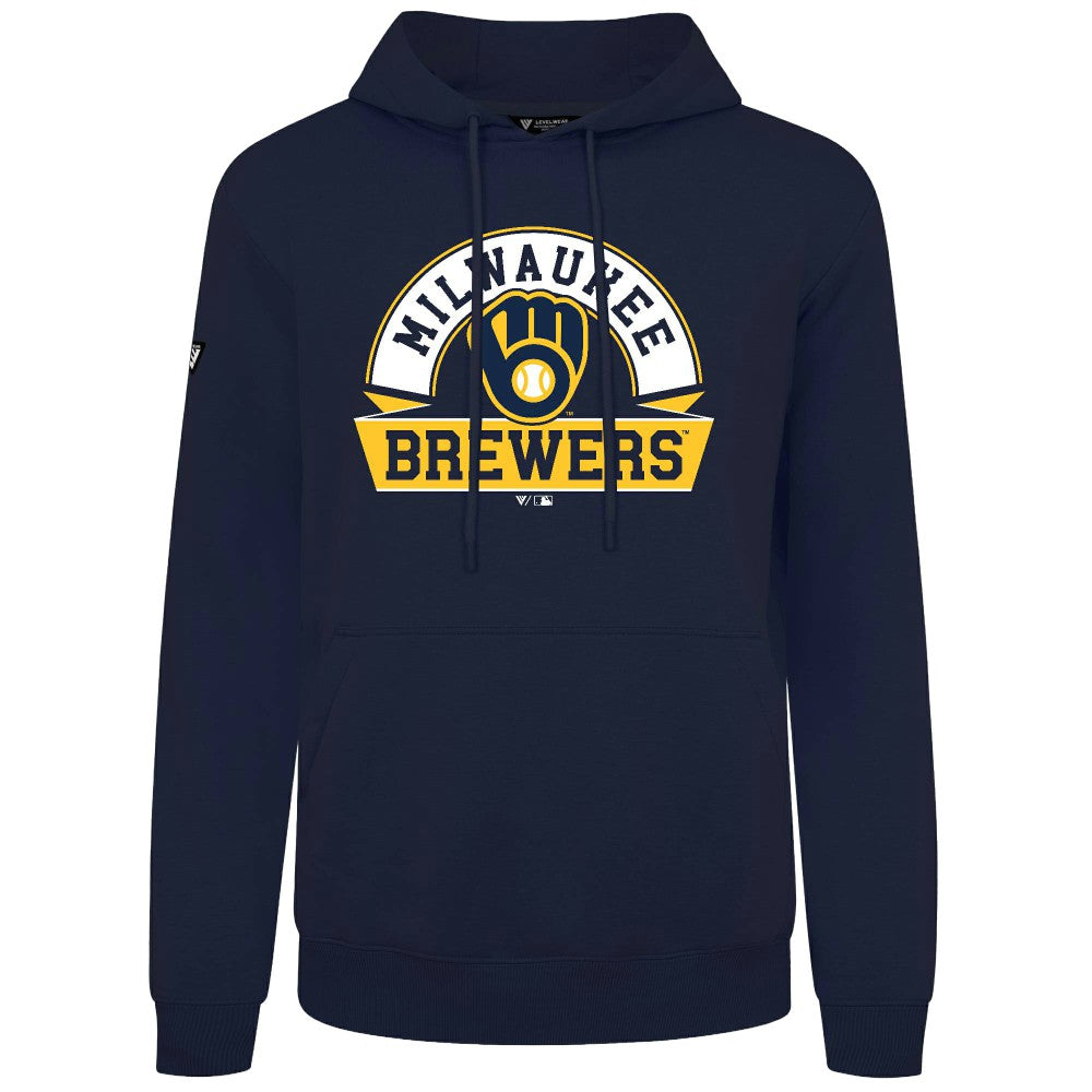 Navy Milwaukee Brewers Levelwear Podium Banner Arch Hoodie