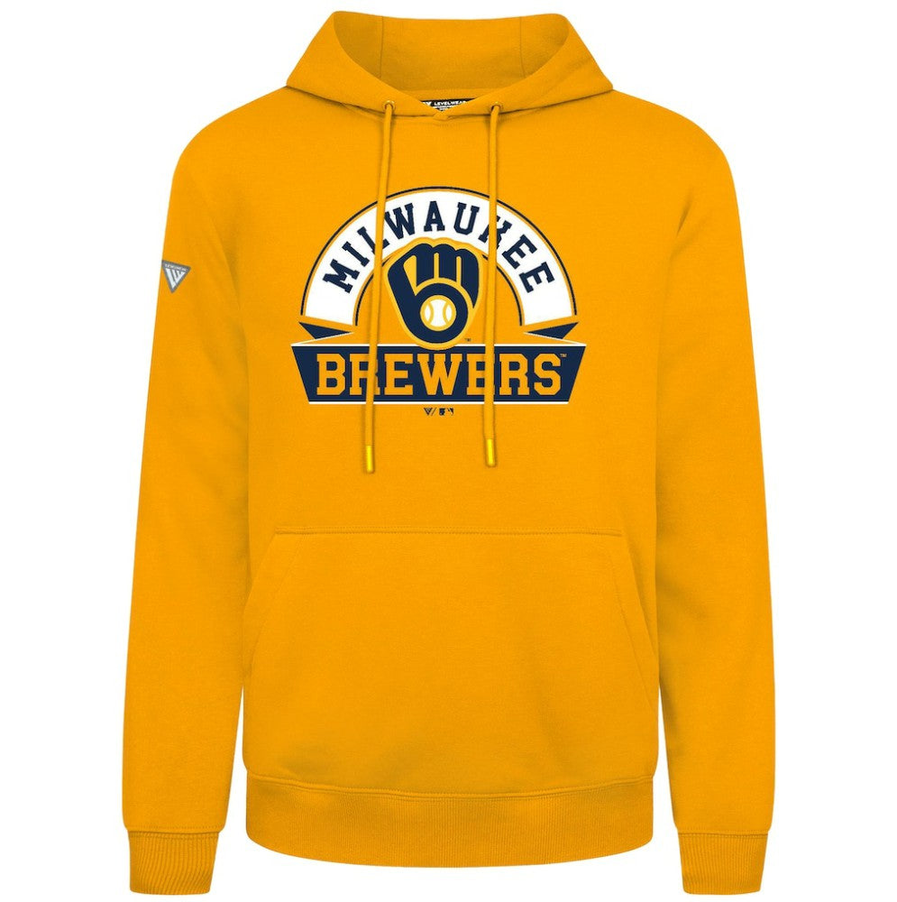 Gold Milwaukee Brewers Levelwear Podium Banner Arch Hoodie
