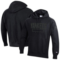 Black New York Yankees Champion Tonal Reverse Weave Fleece Hoodie