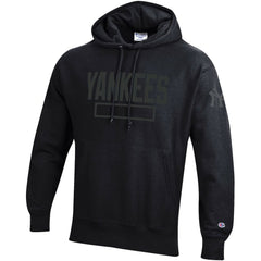 Black New York Yankees Champion Tonal Reverse Weave Fleece Hoodie