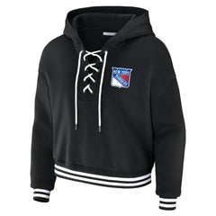 NHL New York Rangers WEAR by Erin Andrews Women's Cropped Lace-Up Hoodie