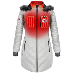 ActionHeat Women's 5V Battery Heated Long Puffer Full-Zip Hoodie Jacket - Kansas City Chiefs Hoodies