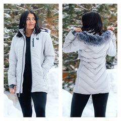 ActionHeat Women's 5V Battery Heated Long Puffer Full-Zip Hoodie Jacket - Philadelphia Eagles Hoodies