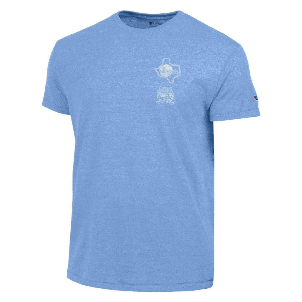 Light Blue Texas Rangers Champion Vintage 3-Hit Tri-Blend T-Shirt