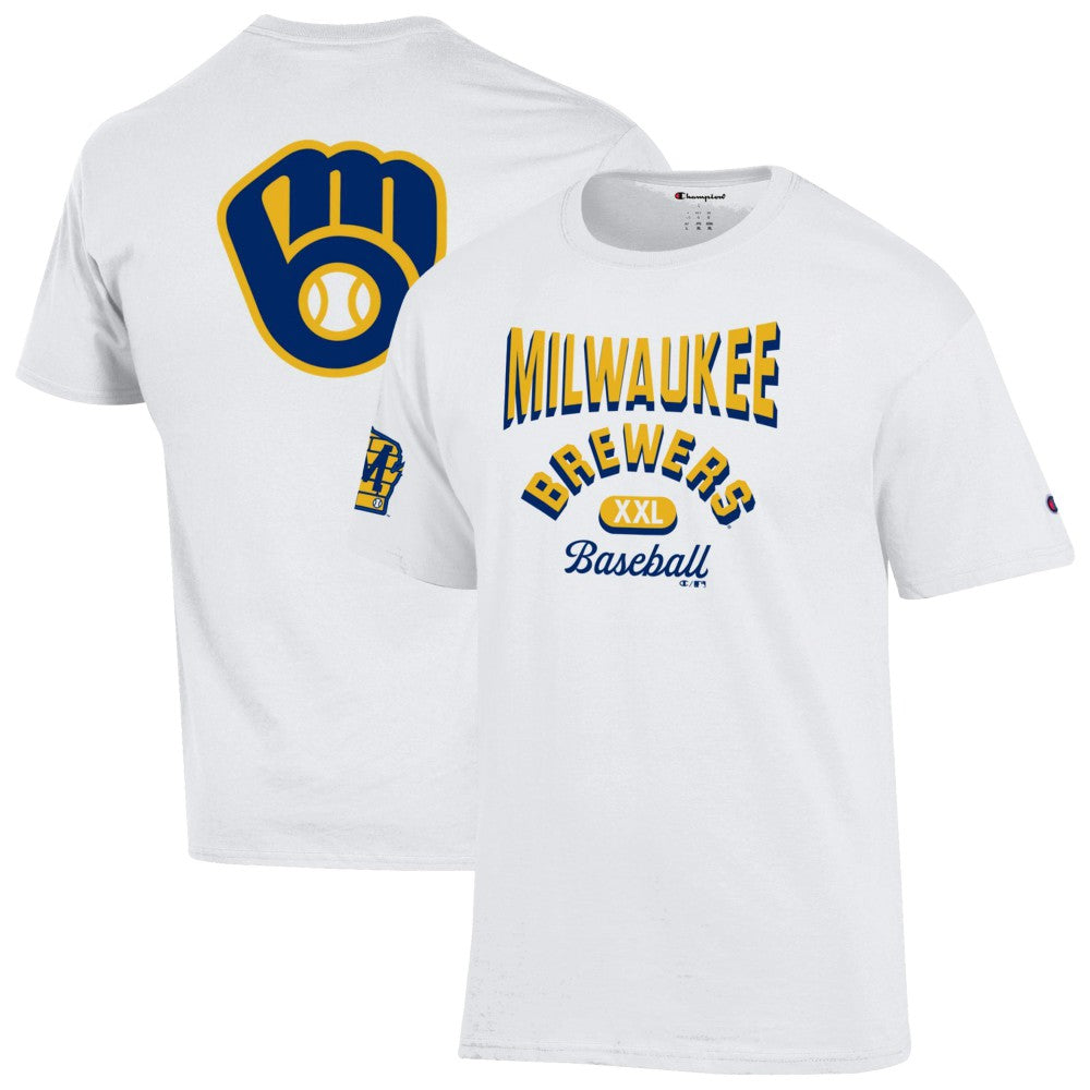 White Milwaukee Brewers Champion 3-Hit Jersey T-Shirt
