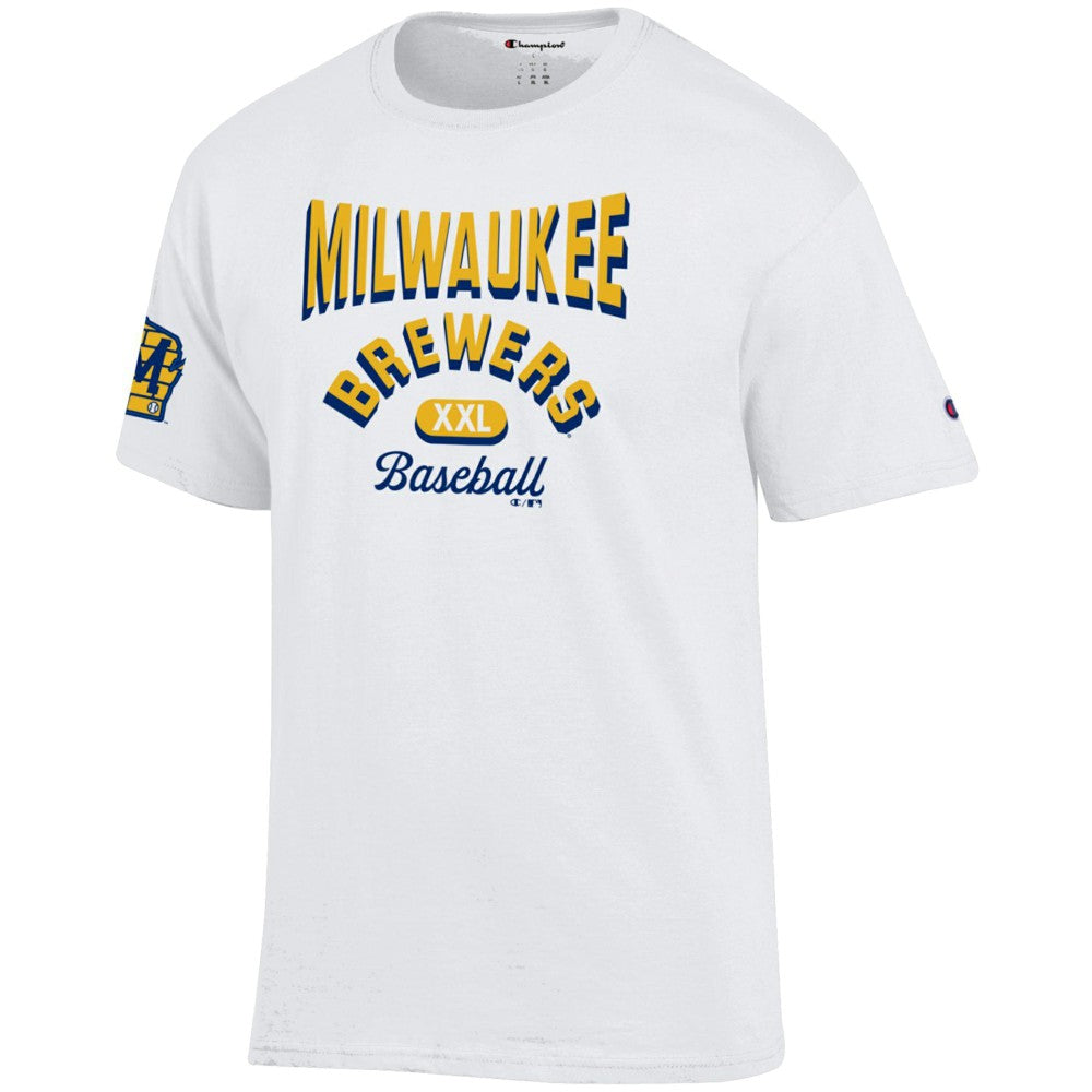 White Milwaukee Brewers Champion 3-Hit Jersey T-Shirt