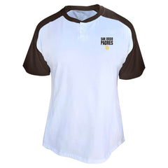 White Fernando Tatis Jr. San Diego Padres Profile Women's Plus Size Name & Number Raglan Henley T-Shirt