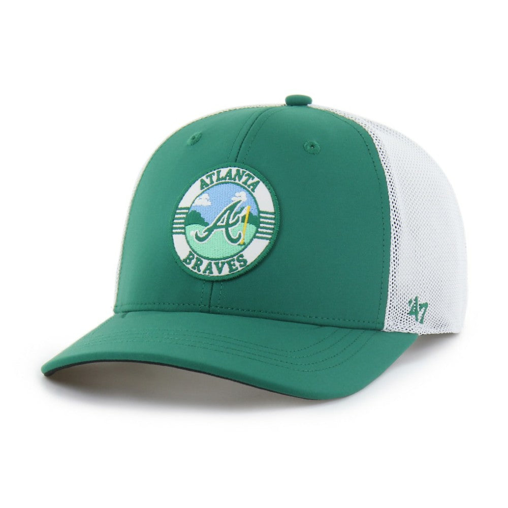 Kelly Green/White Atlanta Braves '47 Elevated Greens Adjustable Trucker Hat