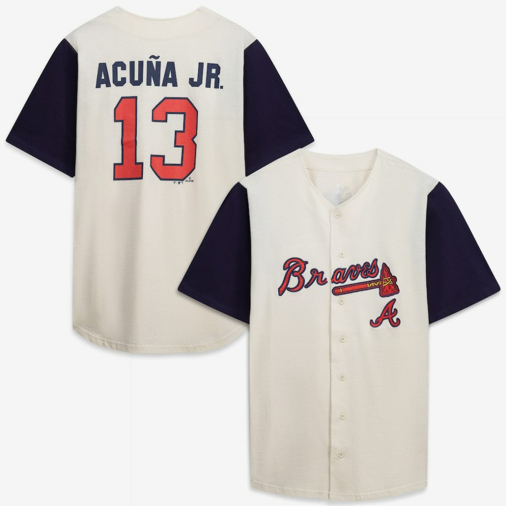 Cream/Navy Atlanta Braves Profile Big & Tall Two-Color Fashion Jersey