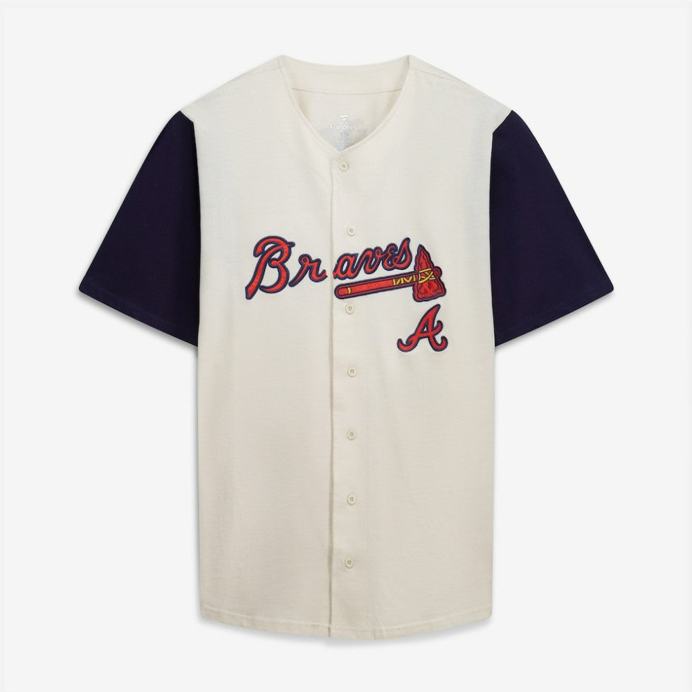 Cream/Navy Atlanta Braves Profile Big & Tall Two-Color Fashion Jersey