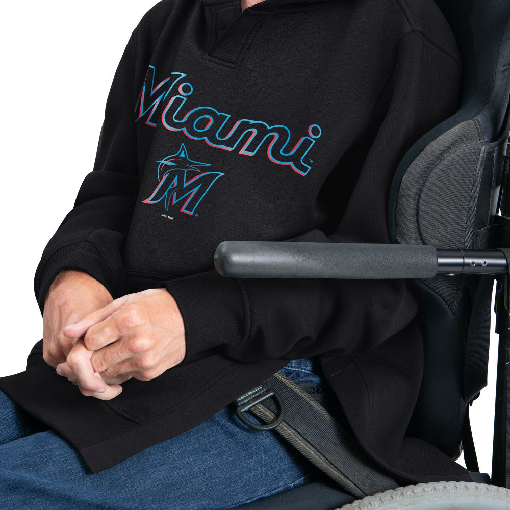 Black Miami Marlins G-III Sports by Carl Banks Adaptive Lockup Fleece Hoodie