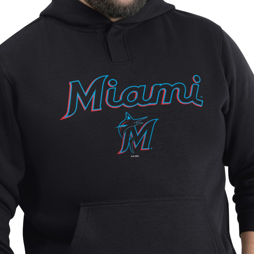 Black Miami Marlins G-III Sports by Carl Banks Adaptive Lockup Fleece Hoodie